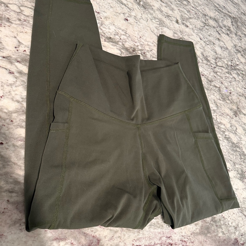 Olive Green High-Waisted Leggings